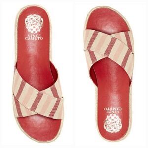 Vince Camuto Carran Linen Stripe Platform  Sandal Size 7.5